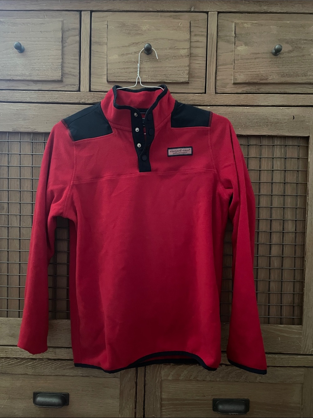 Vineyard Vines boys Red Pullover with navy Shoulder Accents